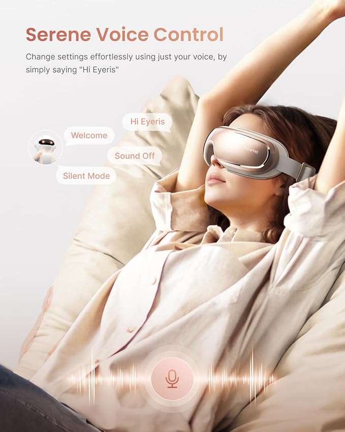 RENPHO Eye Massager with Heat and Cooling Voice Control, Birthday Gifts for Women Men, FSA Eligible HSA, Heated Eye Mask for Dry Eye Relief Eye Care Relax - Eyeris 3