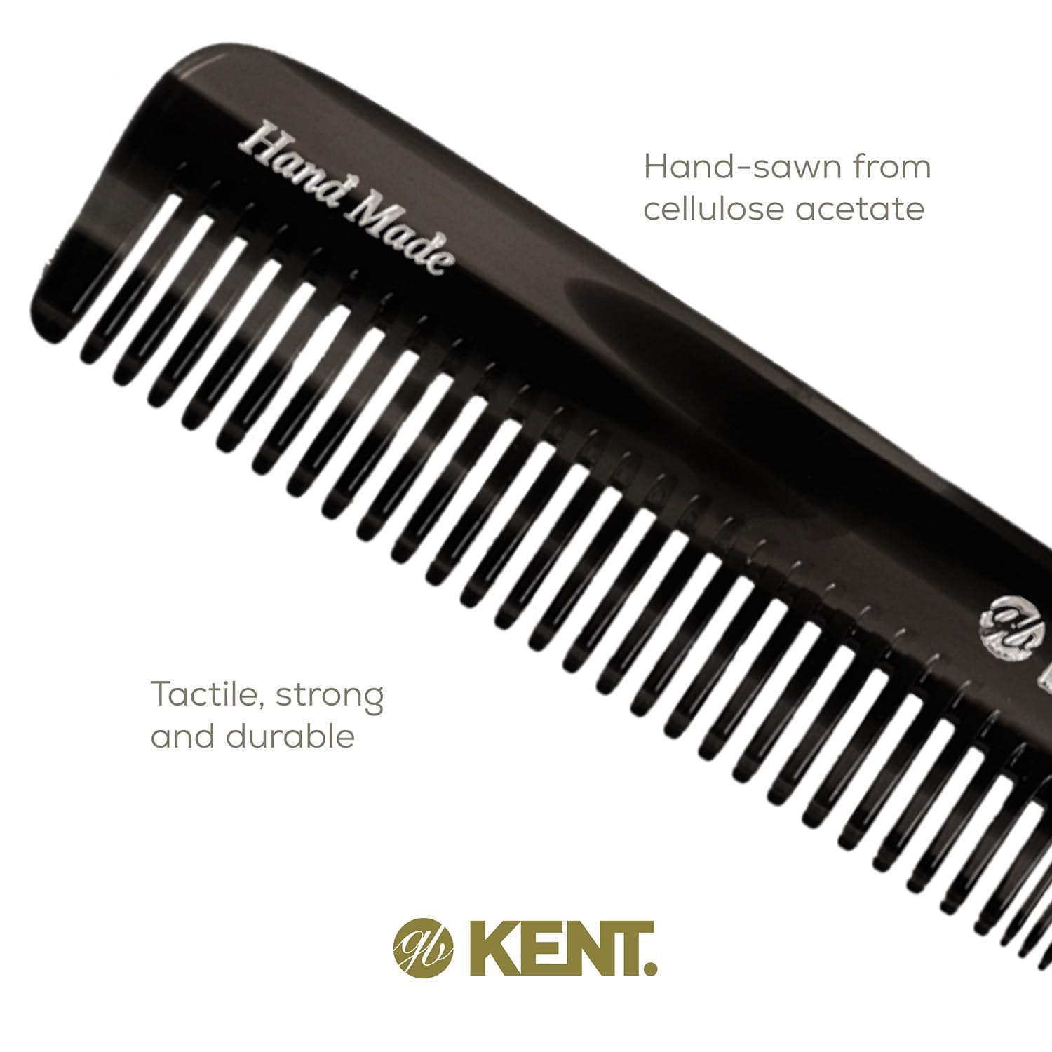 Kent 6T Black Graphite Fine Tooth and Wide Tooth Hair Comb, Handmade Styling Comb for Hair Care, Barber Combs, Beard Combs For Men, Styling Grooming for Men, Women and Kids