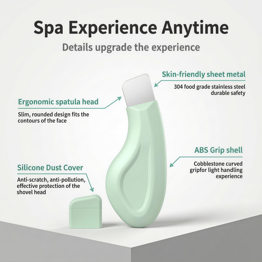 Sookga Blackhead Remover Tool, Stainless Steel Face Scraper for Deep Cleansing, Skin Scrubber Face Spatula with Silicone Cover, Nose Blackhead Remover, Skin Care Tool for Men and Women (Green)