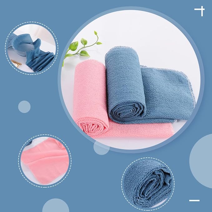 2pcs Back Scrubber Straps Exfoliating Rubbing Towels with Coarse Texture for Shower Use, Sturdy Dual-Sided Bath Towels for Men and Women, Home and Travel Bath Accessories