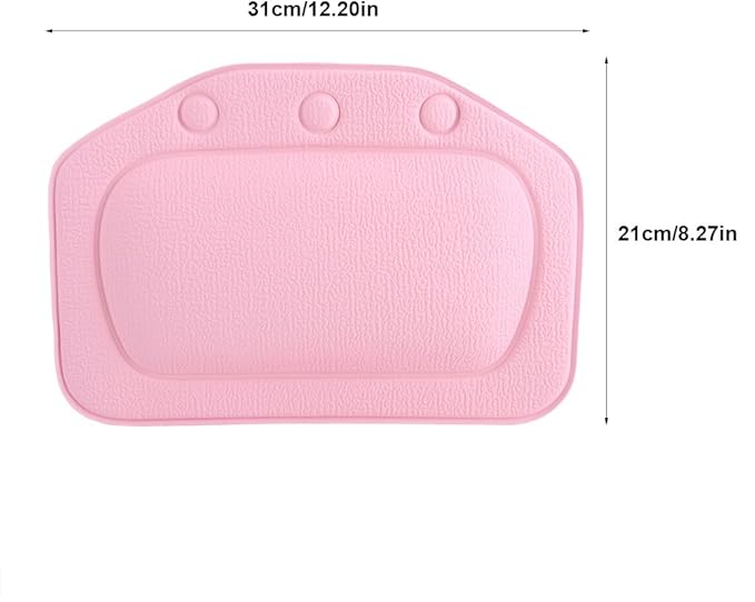 Bath Pillow, Bathtub Head Neck Support, Soft Foam Padded Spa Tub Headrest Back Shoulders Support Cushion Bathroom (Pink)