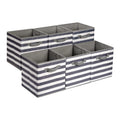 Amazon Basics Collapsible Fabric Storage Bins with Handles, Cube Organizer for Home Organization, 10.5"x10.5"x11", White/Light Grey Stripe, 6-Pack