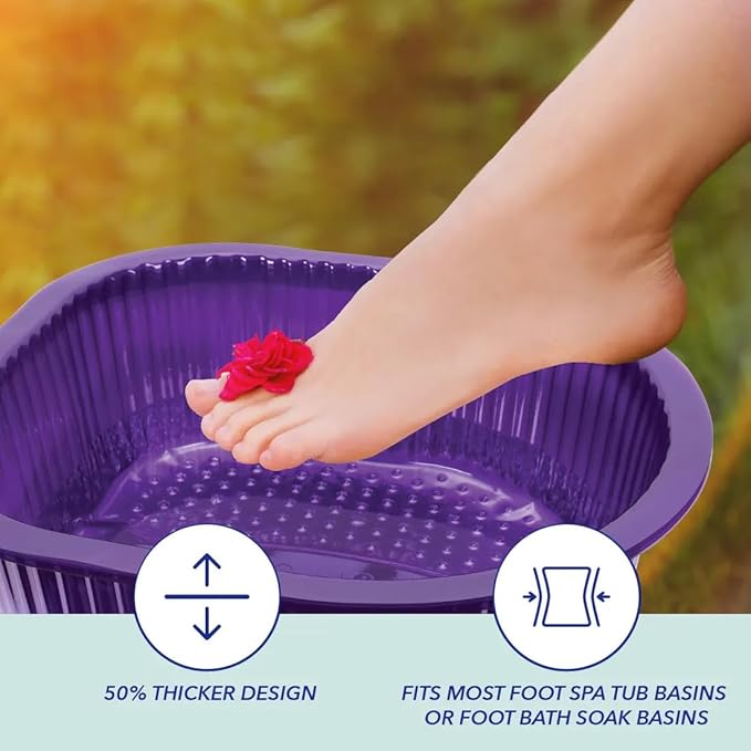 ForPro Universal Pedi Bath Liners - 50% THICKER - Fit Footsie Bath Plus Foot Bath, Disposable Pedicure Foot Tub Liners for Foot Spa Basins & Foot Bath Soaks, Purple, 50-Count