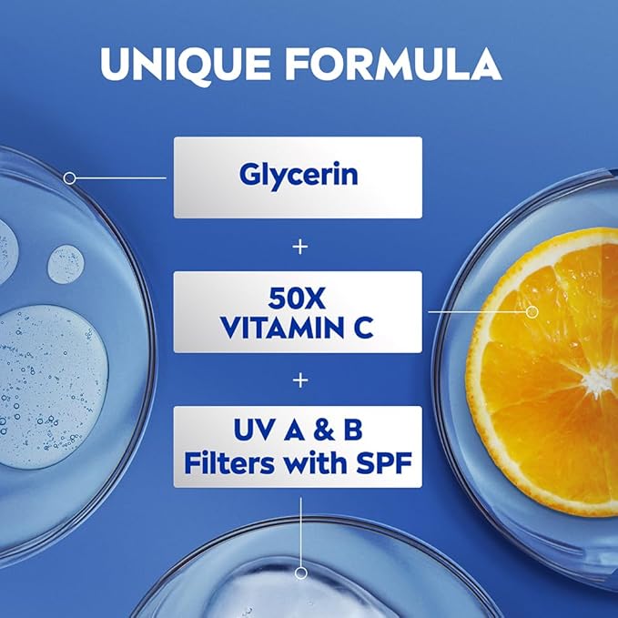 Nivea Natural Glow Body Lotion with SPF 15, Vitamin C, Lightweight Moisturizing Lotion for Daily Use, 13.52 Fl Oz (Pack of 1)