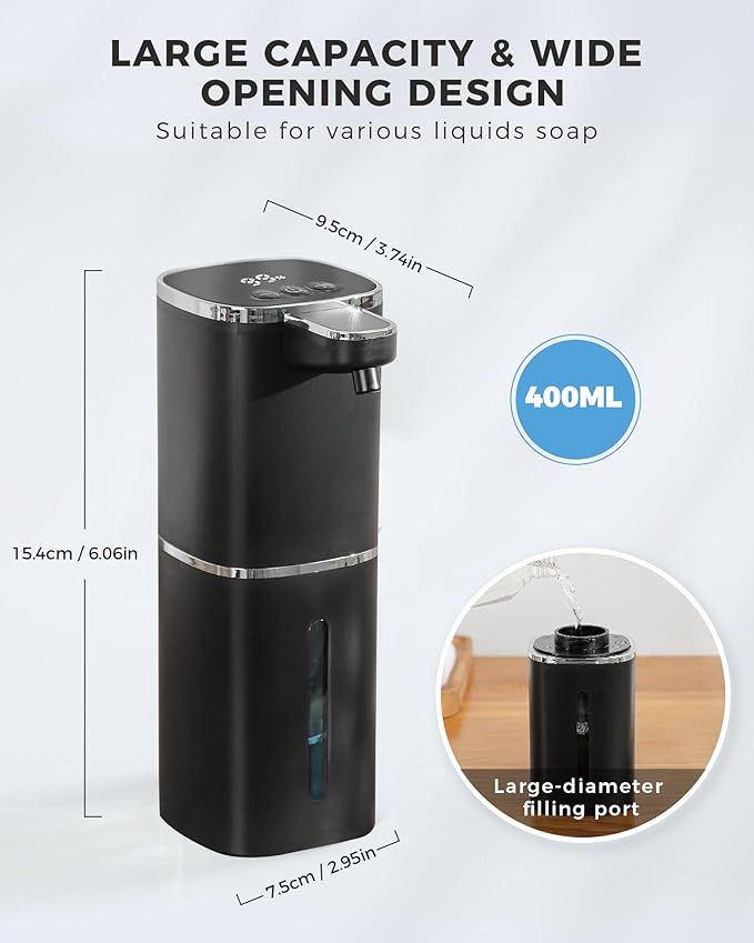 2 Pack Automatic Foaming Soap Dispenser, Touchless Rechargeable