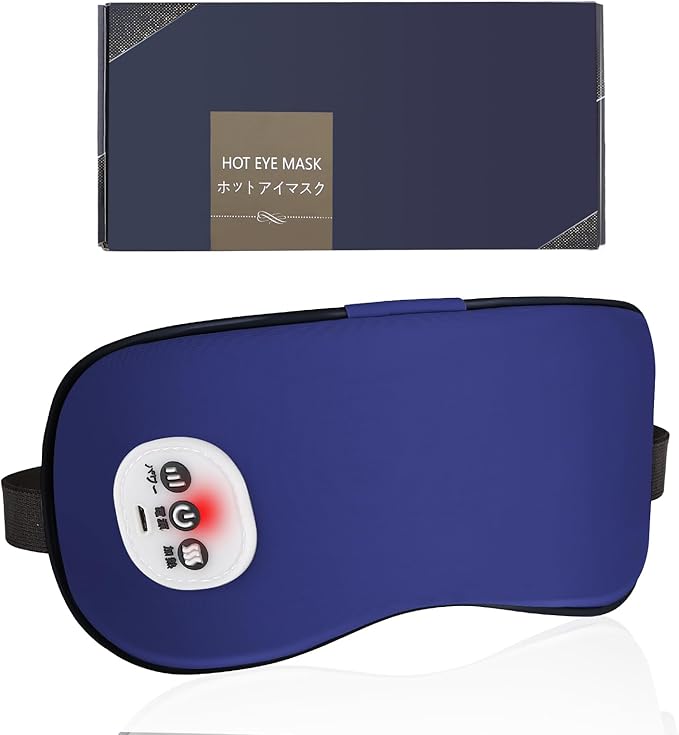 SandKing Cordless Heated Eye Massager with Cooling Eye Pad, Vibrating Heating Sleeping Mask for Men Women Kids -USB Charing Heated Eye Mask Electric for Dry Eyes, Relax,Travel (Blue)