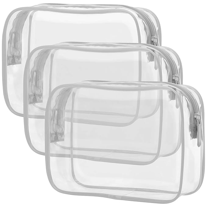 PACKISM Clear Makeup Bag for Travel - TSA Approved Toiletry Bag, Grey