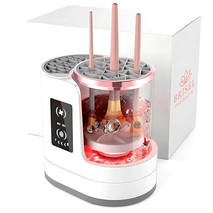 BRISEL 3-in-1 Electric Makeup Brush Cleaner & Dryer Machine, Automatic Cosmetic Brush Washer, USB Powered with LED, Deep Cleaning & Fast Drying, Fits All Makeup Brushes & Sponges
