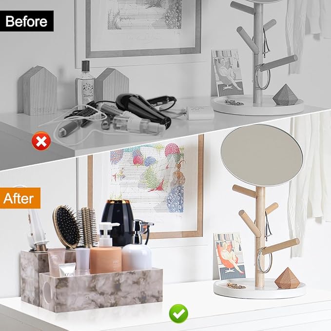GFWARE Hot Hair Styling Tool Organizer with 3 Stainless Steel Cups, Marble