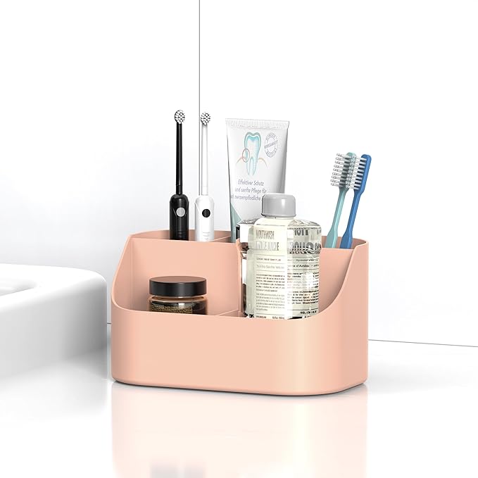 5 Slots Countertop Plastic Toothpaste and Toothbrush Holder for Bathroom