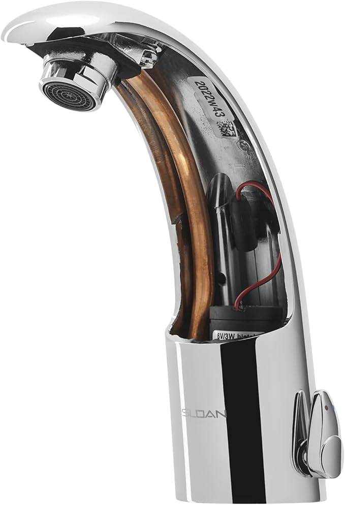 Sloan Optima EAF-150-ISM Sensor Activated Touch-Free Faucet, Commercial Grade with Mounting Hardware - 0.5 GPM Battery-Powered Deck-Mounted Mid Body, Polished Chrome Finish, 3335177