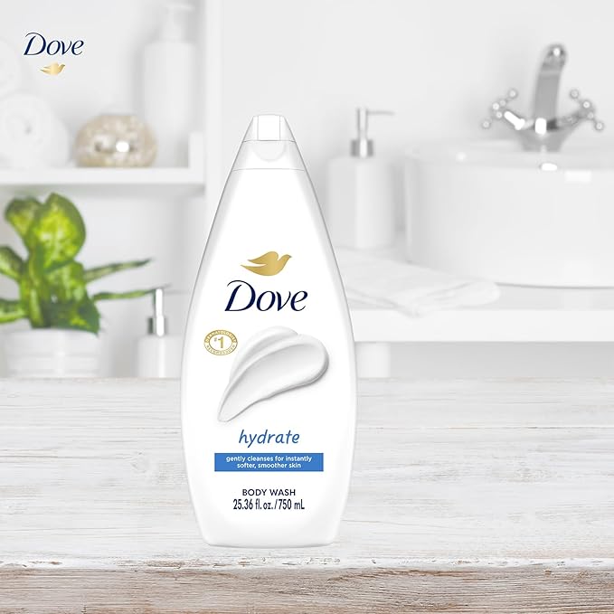 Dove Body Wash Hydrate 4-Pack – Moisturizing Cleanser for Smooth, Soft Skin, 25.36 Fl Oz Ea