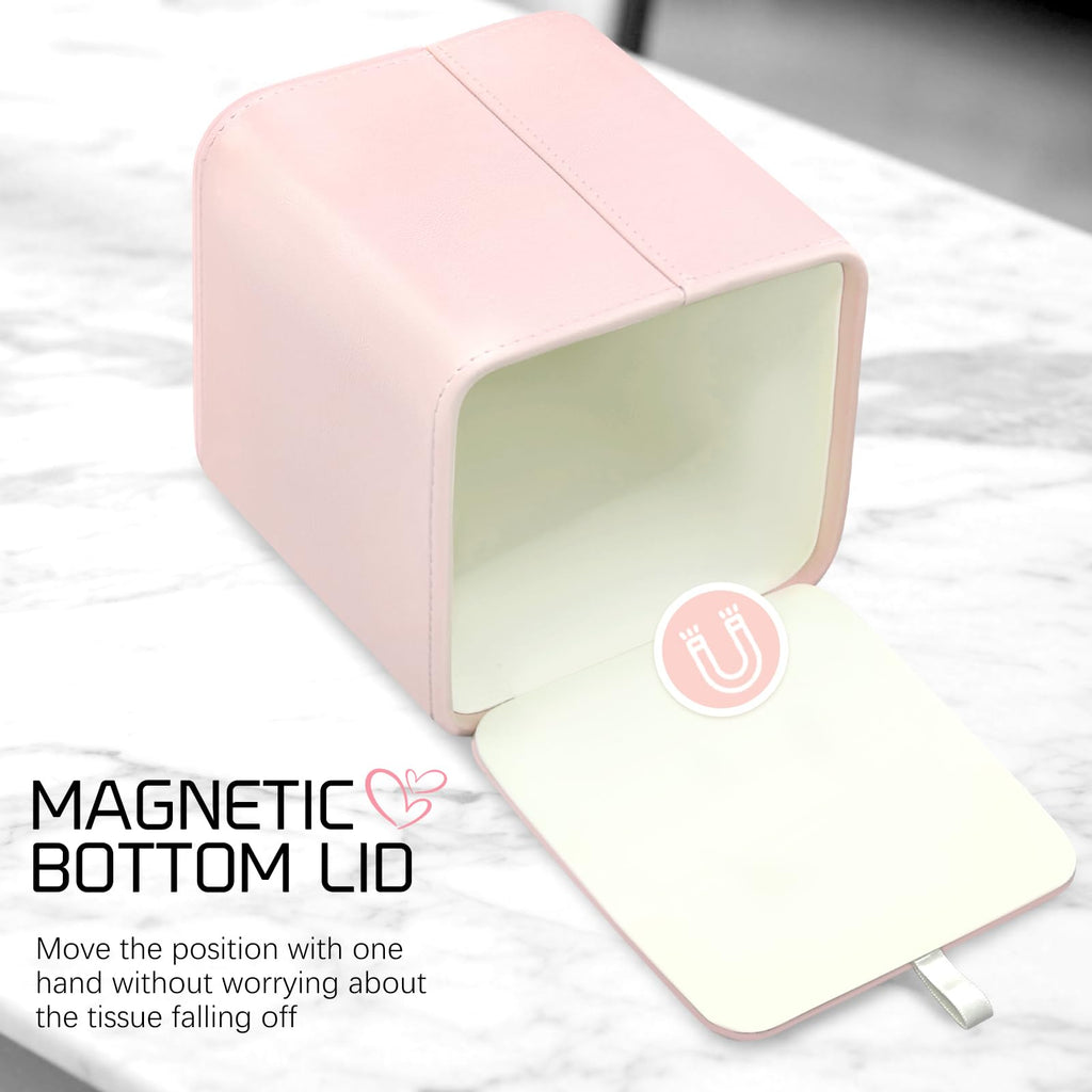 TNIIFXC Tissue Box Holder Square PU Leather Stylish Facial Tissue Box with Magnetic Closure Decorative Cube Tissue Box Cover for Bathroom Vanity Office