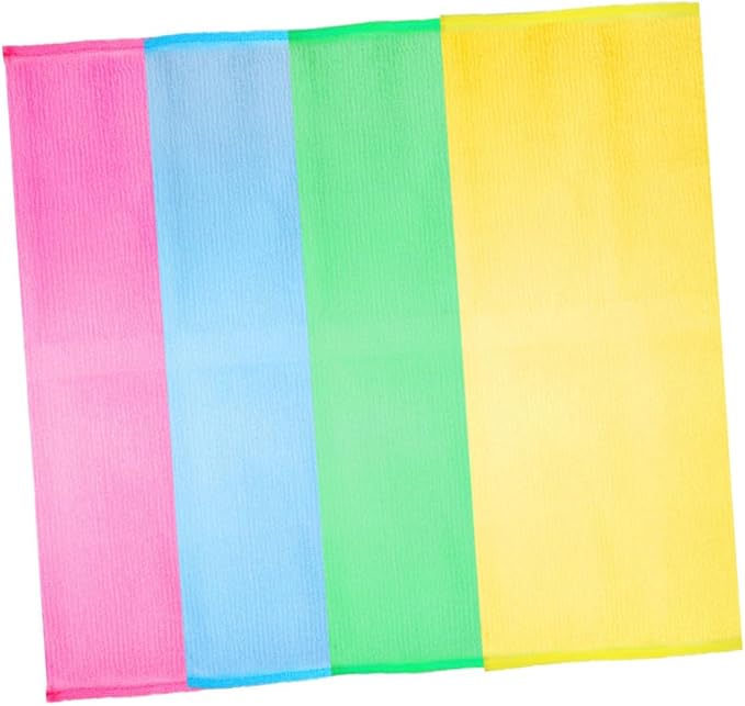 FOMIYES 4pcs Back Scrubber Exfoliating Shower Washcloths for Skin Types Body Cleaning Tool Yellow Green