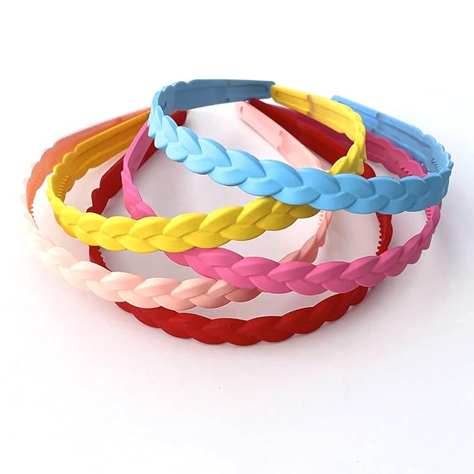 Springtime 12pcs Colorful Headbands for Girls Women Pigtail Hairbands With Teech Plastic Hard Hair Hoops