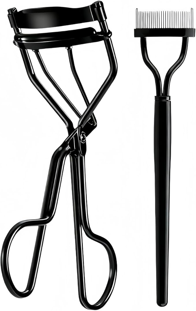 Acavado Professional Eyelash Curler with Lash Comb – Award-Winning Design – Pinch-Free, Effortless Curl for a Lash-Lift Effect in Seconds, Perfect for Home or Travel, Grey Black
