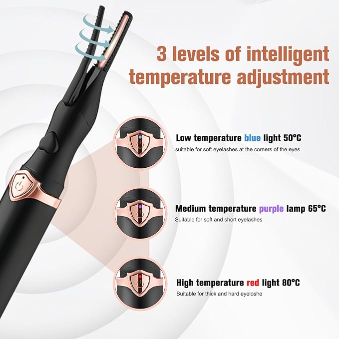 Heated Eyelash Curler, Mini Electric Eyelash Curler, Portable Makeup Electric Eyelash Curling, USB Rechargeable Finalize Eyelash Tool Beauty Tools for Women (White)