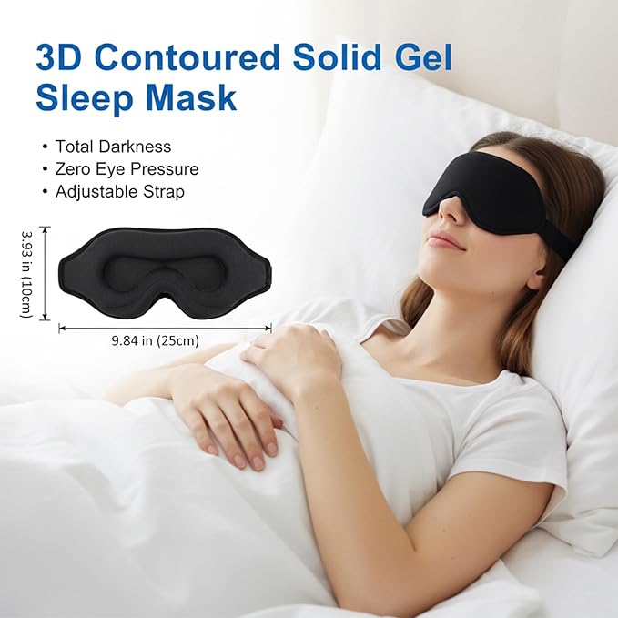 3D Cooling Gel Eye Mask - Reusable Cold & Warm Sleep Mask, Soft Gel Ice Pack for Puffiness, Dark Circles Relief & Headache Comfort