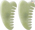 Geiserailie 2 Pcs Jade Combs Esthetician Supplies Massage Stone Hair Gua Sha Scraping Scalp Comb Facial Massage Tool Handheld Head Tools Head Caring Therapy Mother's Day for Women(Heart Style)