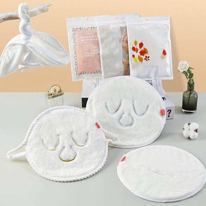 Beaupretty Hot Cold Facial Mask Towel 2Pcs Reusable Coral Fleece Moisturizing Spa Towels for Facial Care Steaming Compress for Skin Pore Cleansing and Relaxation