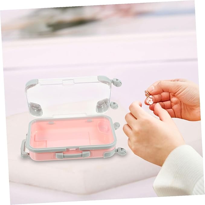 2pcs Mini Eyelash Storage Case Set, Portable False Eyelashes Organizer Suitcase with Adjustable Compartments, Lightweight Makeup Travel Cosmetic Case for Women