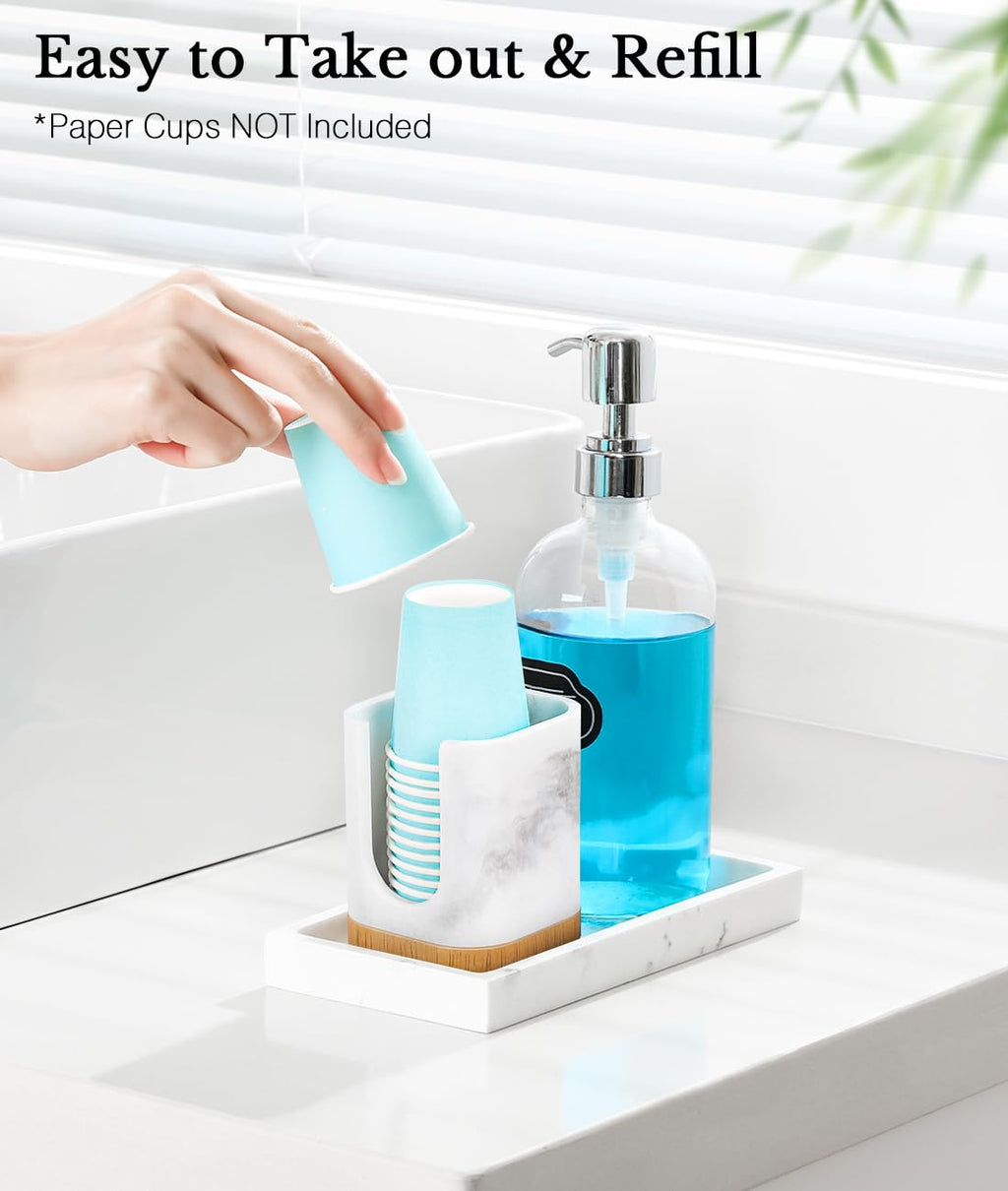 Luxspire Cup Dispenser, Gravel White Resin Holder for 3-5oz Cups