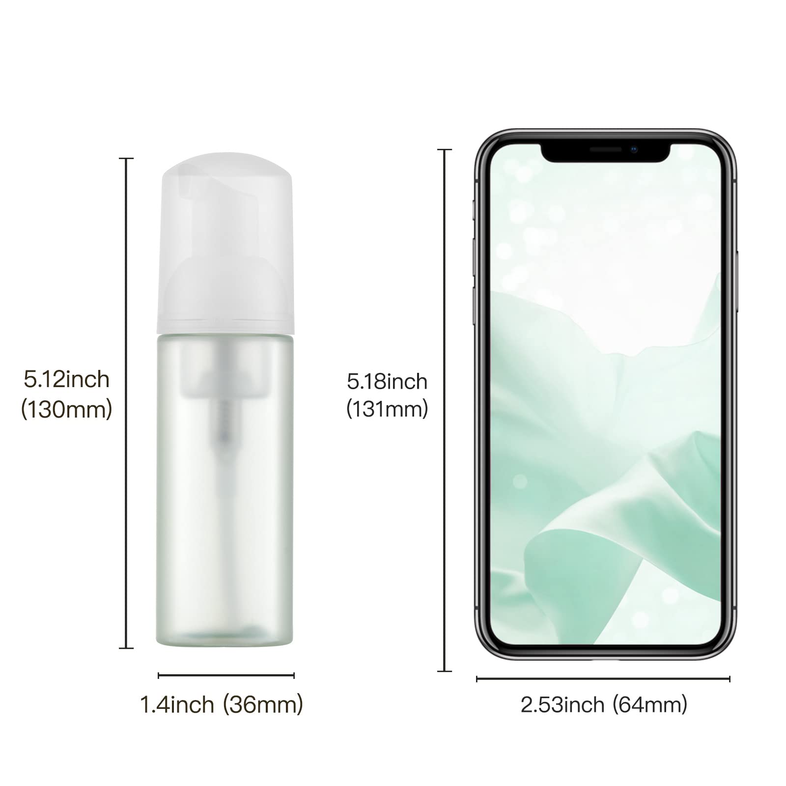 Owlyee Travel Foam Pump Bottle - 2oz Small Size Foaming Hand Soap Dispenser - Mini Portable Mousse Lash Shampoo Kit Container for Hair - Empty Leak Proof Plastic White&Green Foamer 3Pack