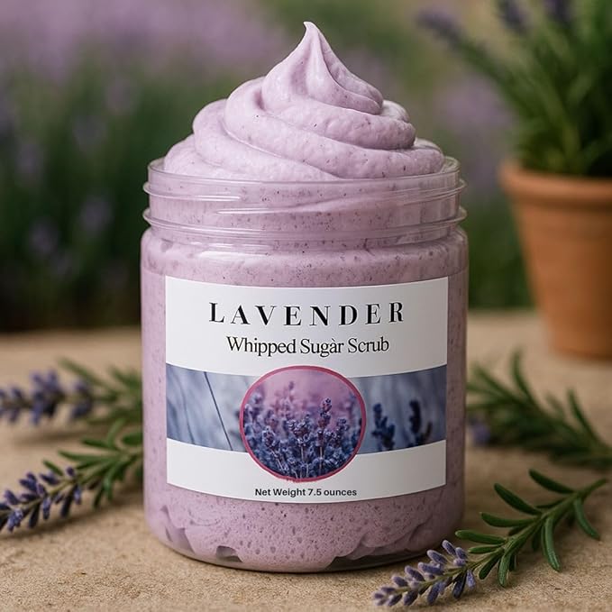 Nature Skin Shop Relaxing Lavender Whipped Ritual Polish – Calming Whipped Exfoliating Body Scrub, 8oz