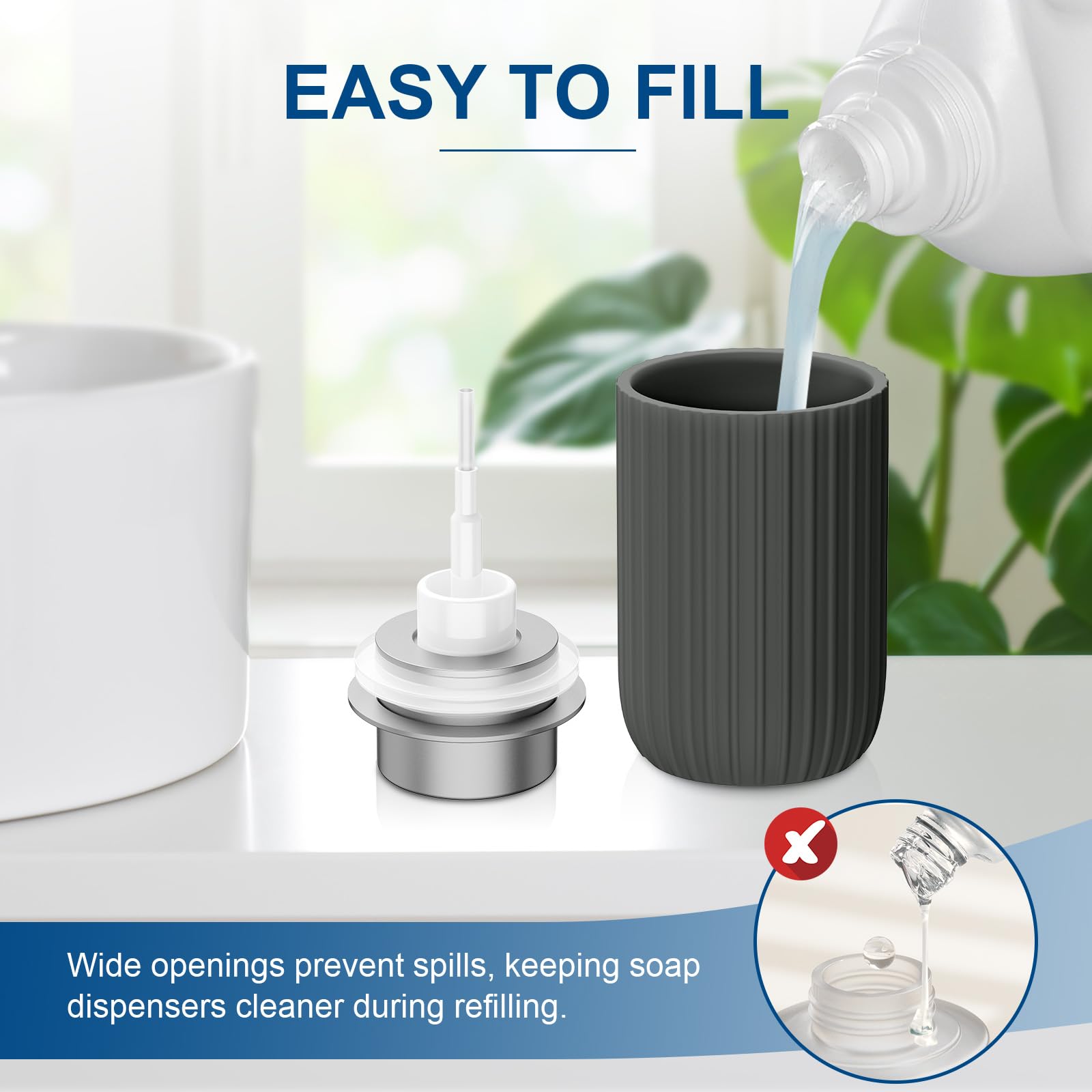 Ceramic Foaming Soap Dispenser, 12 oz Bathroom Foam Hand Soap Dispenser, Refillable Lotion Soap Dispenser with Removable Pump for Kitchen Hand Wash Dispenser, Modern Home Decor (Matte Grey)