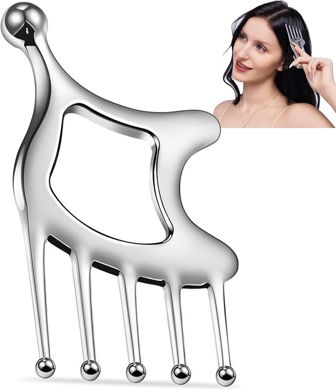 Metal Gua Sha Facial Massage Tools, Scalp Massage Comb for Head