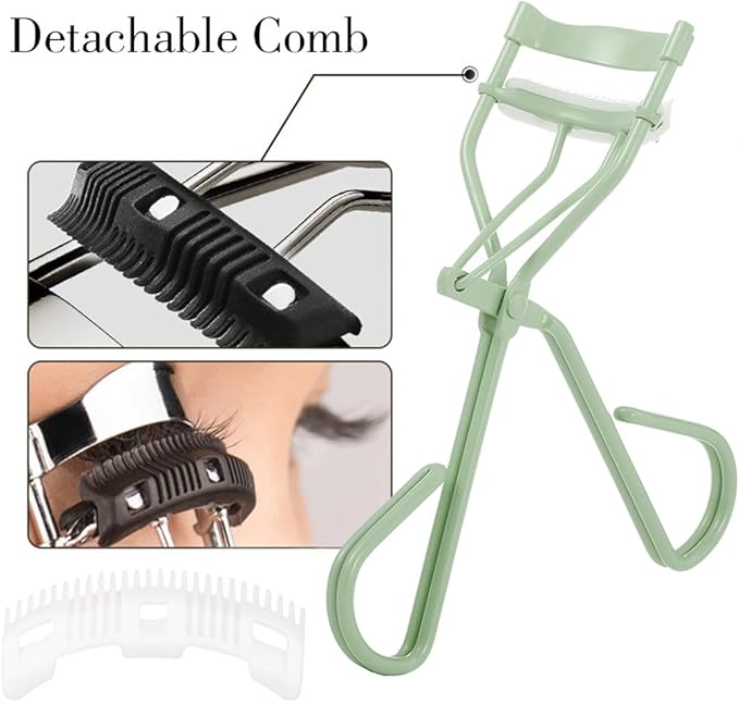 Uranian Eyelash Curlers with Built-in Comb Lash Curler with Comb Eyelash Curler with 2 Replacement Refill Pads Premium Lash Curler Makeup Tool for Women and Girls