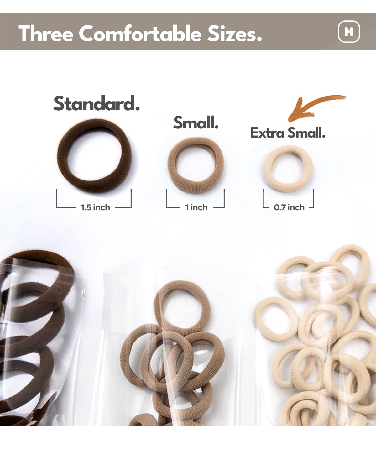 Heliums Extra Small Hair Ties No Damage - Dark Brown - Mini 0.7 Inch Tiny Soft Seamless Hair Bands for Toddlers, Braids, Kids Ponytails- 40 Count