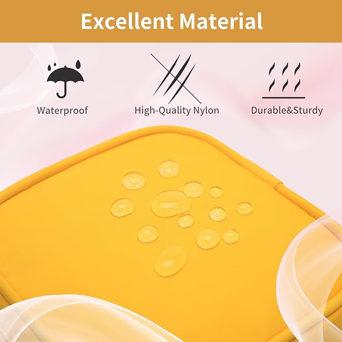 XIAOLER Small Makeup Pouch, Double Zipper Cosmetic Bag, Travel Makeup Bag, Cute Makeup Bag for Purse, Mini Toiletry Bag (yellow)