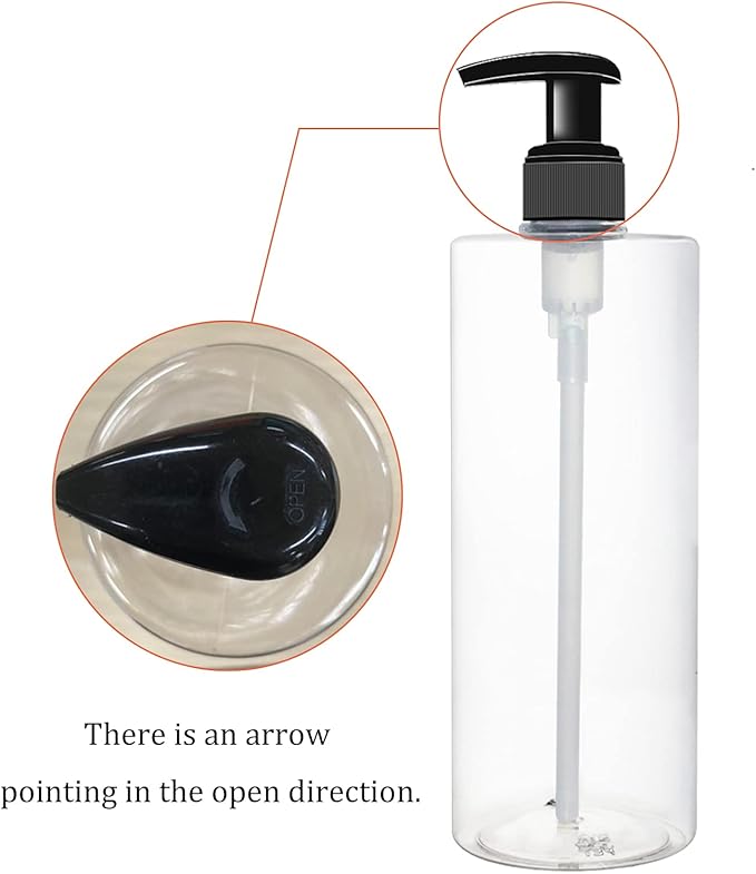 BPFY 6 Pack 16 oz Plastic Pump Dispenser Bottles for Massage Oil, Shampoo, Lotions, Body Wash Pump Bottles, Hand Sanitizer Refillable Containers with Pump, 1 Funnel, 8 Chalk Labels