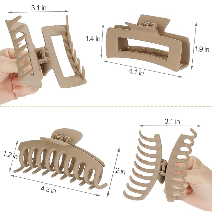 laxizar 8 Pack Claw Clips Rectangular Hair Clips for Women Girls Large Bandana Clips Strong Hold Hair Jaw Clips