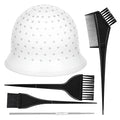 5PCS Highlighting Cap for Hair, Professional Silicone Hair Coloring Tools with Brushes Reusable Hairdressing Bleach Cap with Holes for Home Salon, Dye Accessories for Women Men