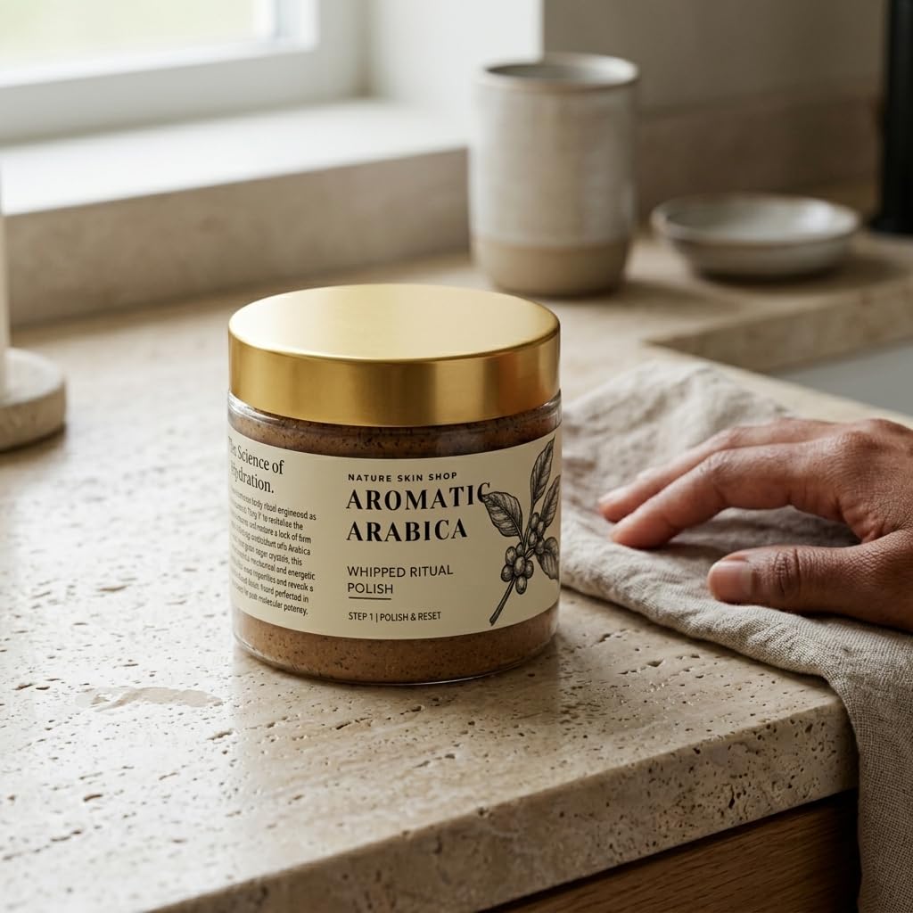 Nature Skin Shop Aromatic Coffee Whipped Sugar Scrub, 8oz Foaming Body Polish for Exfoliating & Energizing Skin, with Natural Coffee Grounds