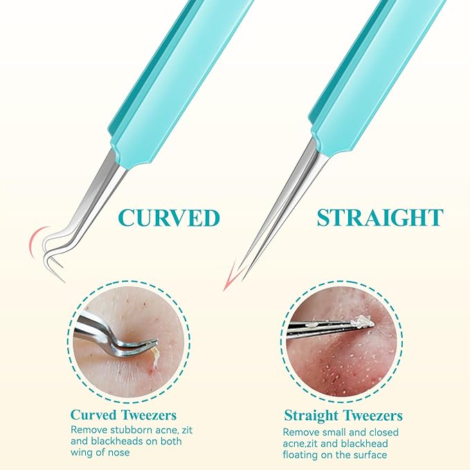Tweezers for Women Facial Hair, 10 in 1 Pimple Popper Tool Kit
