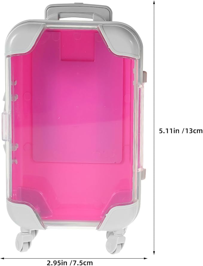 HEANUJJ 4pcs False Eyelash Storage Case Mini Suitcase Lashes Organizer with Rolling Lash Box for Travel and Daily Makeup, Pink and Rose Red Compact Eyelash Holder