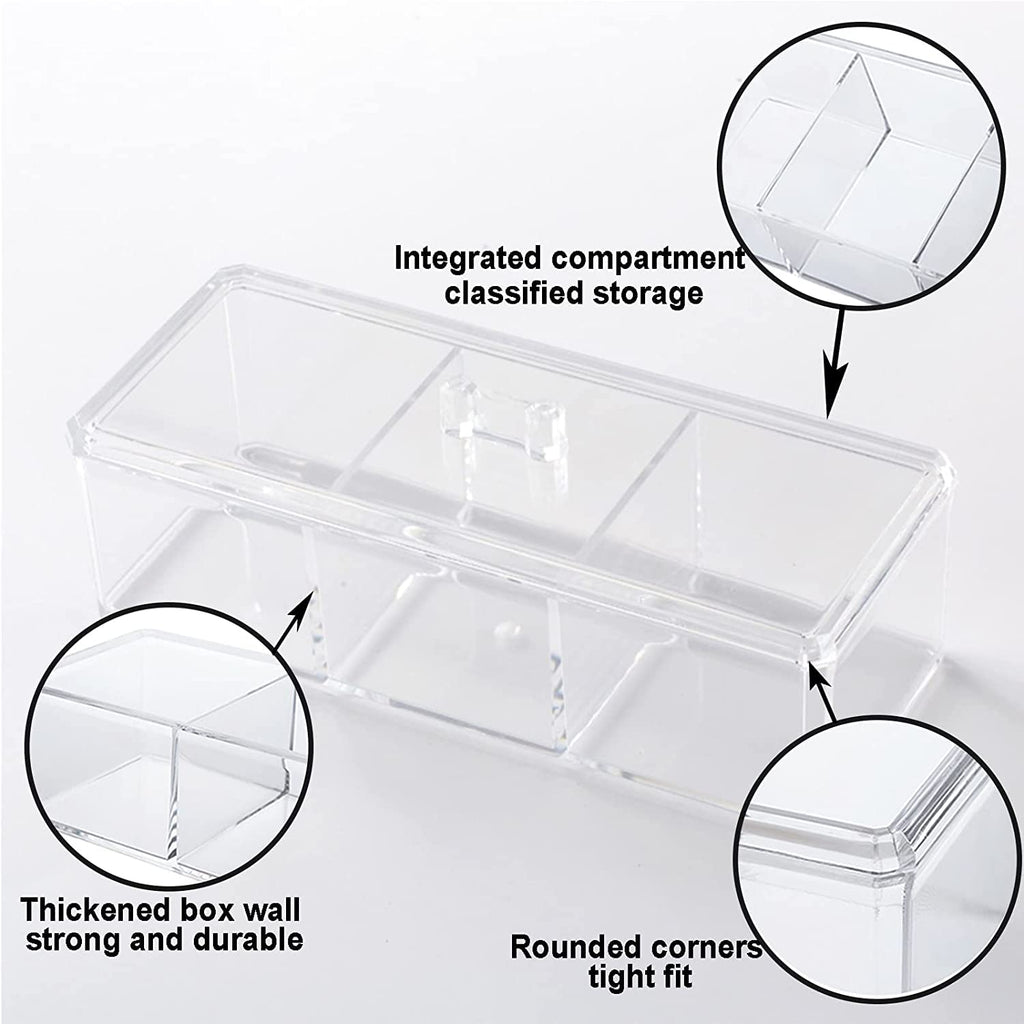 KIMCHOMERSE Qtip Holder Dispenser, 2-Layer Cotton Ball & Pad Holder for Bathroom Storage, Drawer Organizer for Earrings, Jewelry & Small Items