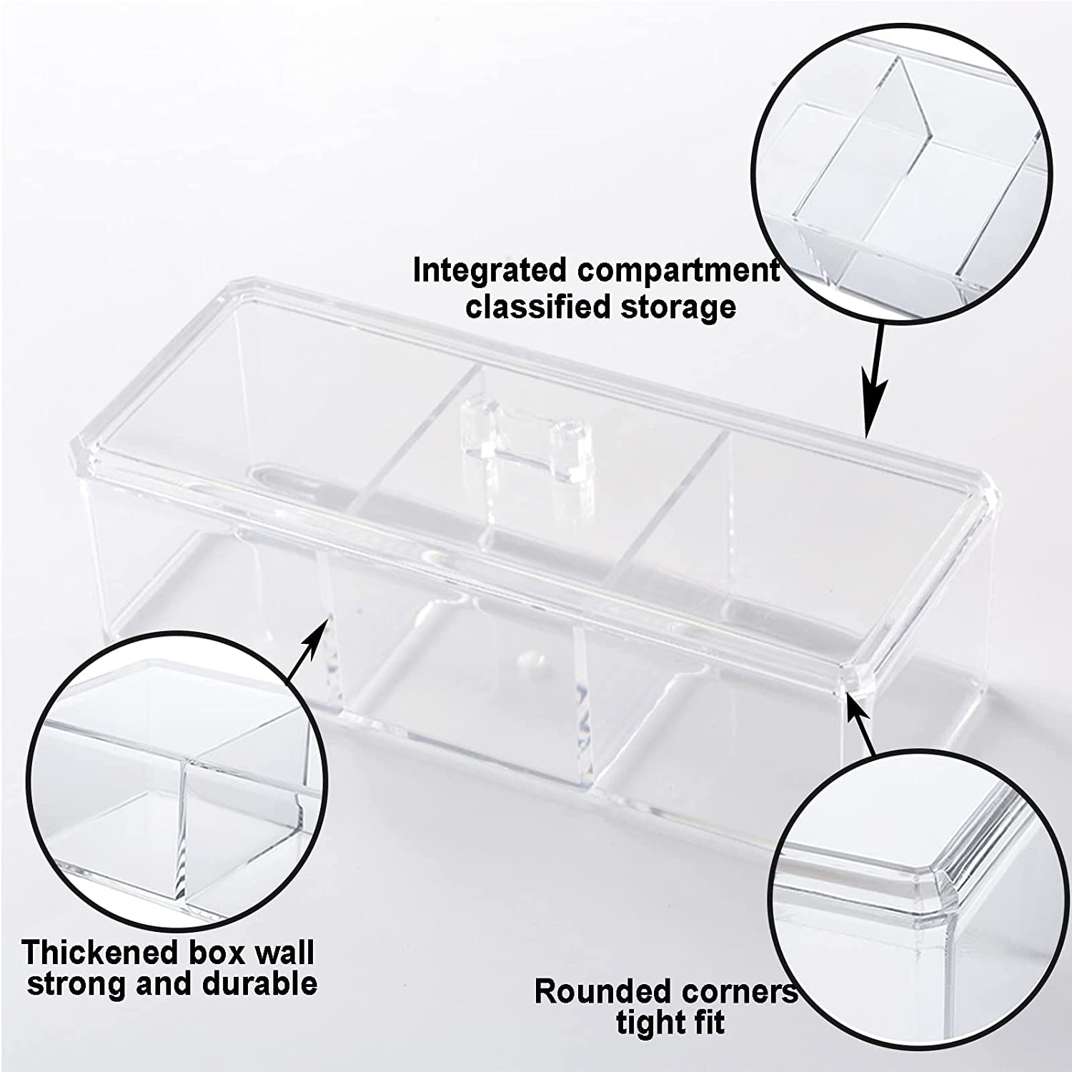 KIMCHOMERSE Qtip Holder Dispenser, 2-Layer Cotton Ball & Pad Holder for Bathroom Storage, Drawer Organizer for Earrings, Jewelry & Small Items