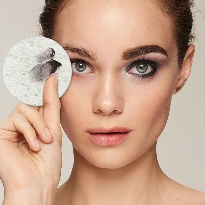 Kaufibre 30 Count Compressed Facial Sponges Mini Soft Cellulose Pads for Facial Cleansing Exfoliating Makeup Removal and Face Masks Ideal for Home and Travel