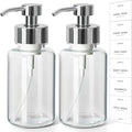 RACOBOT Foaming Soap Dispenser, 14.1 oz/400ml Foaming Hand Soap Dispenser, 2 Pack Glass Foaming Dispenser for Bathroom & Kitchen, Clear Refillable Liquid Dispenser Bottle with Waterproof Labels