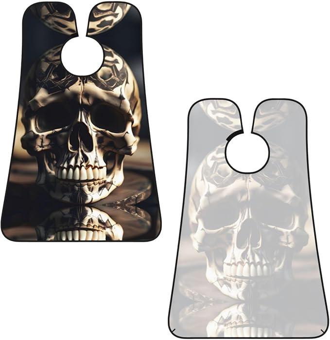 Skull Rock Roll Skeleton Bone Print Beard Bib Apron For Men, Beard Hair Catcher For Men Shaving Trimming,Beard Cape Cloth