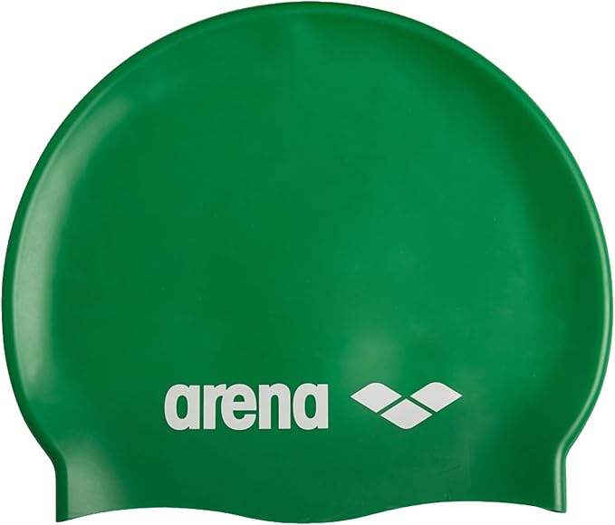 Arena Classic Unisex Soft Silicone Swim Cap for Women and Men, Intensive Training and Racing Comfortable Non-Slip Long Hair Swimming Hat, Green