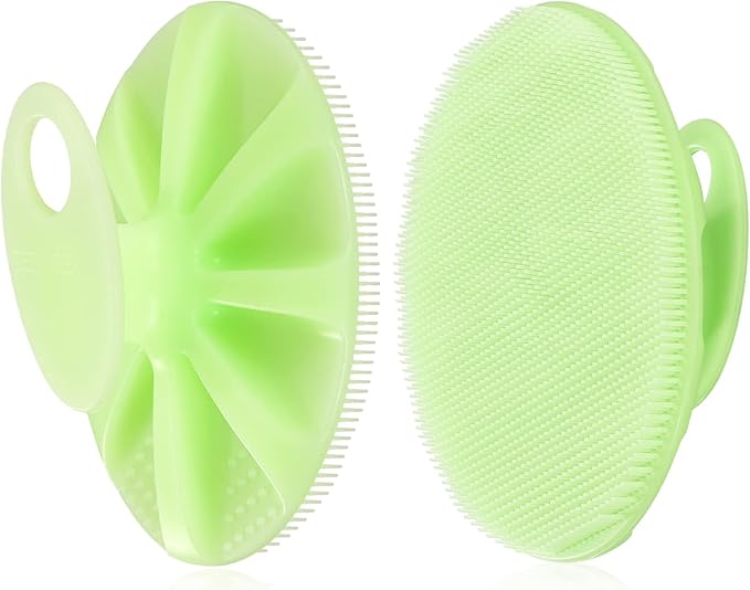 INNERNEED Silicone Body Cleansing Brush Exfoliating Scrubber, DGreen+Purple