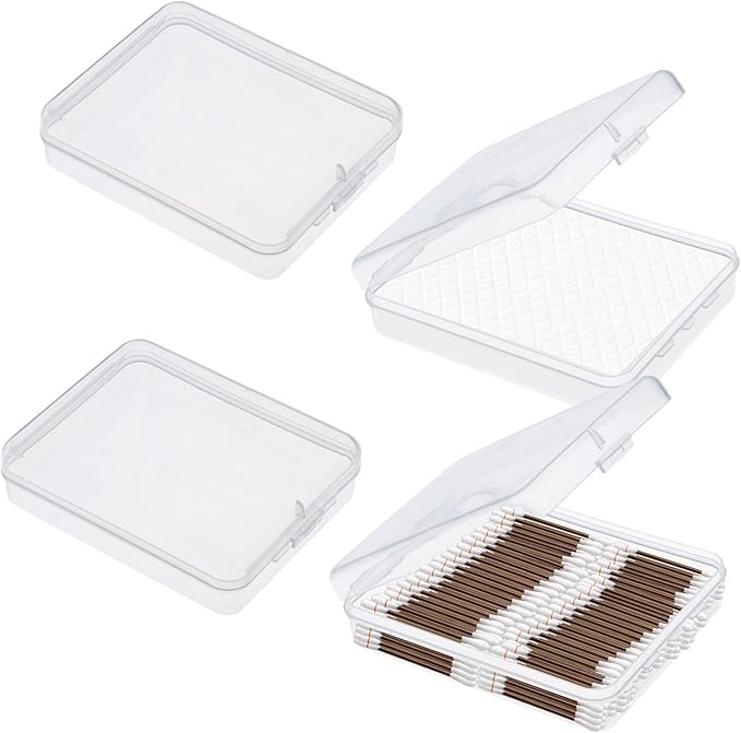 KKONHII 4 Pcs Clear Portable Cotton Swab Ball Holder Travel Cotton Pad Holder Dispenser Cosmetic Sponge Storage Box with Transparent Lid Storage Jar Cosmetic Pad Container Dental Floss Box