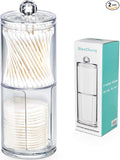 SheeChung Clear Acrylic Qtip Holder Dispenser, Shatterproof Cotton Ball Holder for Bathroom Organization - Vanity Storage Canisters for Cotton Swabs,Balls,Pads(2 Pack 10oz&12oz)