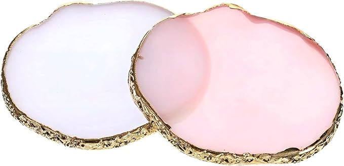 MBAIYO 2PCS Nail Art Palette, Resin Nail Plates Makeup Mixing Palettes Gilded Edge Polish Palette Irregularity Painting Mixed Color Palettes Display Board for DIY ManicureArt Design Makeup Foundation