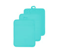 VEIKERY Oven Pot Holder with Pocket Cotton Heat Resistant Coaster Potholder Kitchen Hot Pad Oven Mitts for Cooking and Baking Square 7"x9" (Aqua, Silicone)